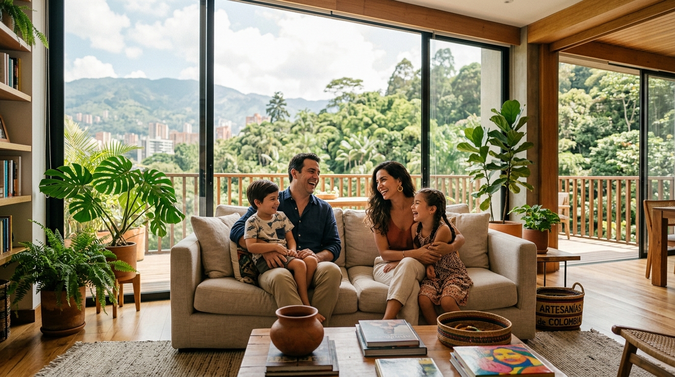 Familia feliz disfrutando de su nuevo hogar KRONUM